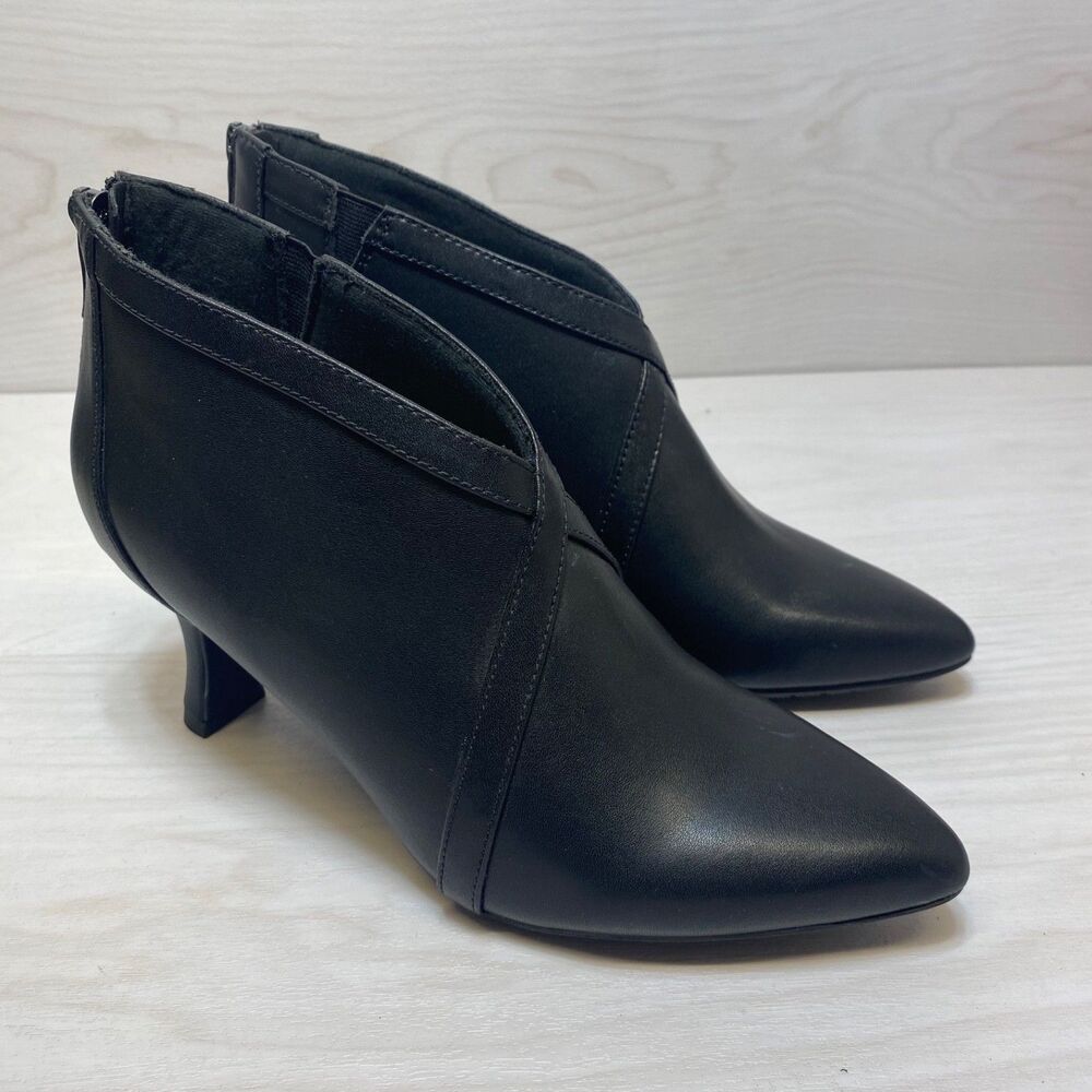 Clarks Women Kataleyna Sol Pointed Toe Ankle Booties Size US 7.5M Black Leather